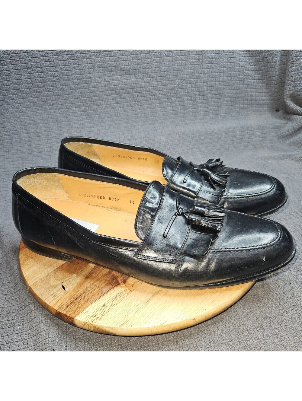 Mezlan Men's Black Leather Tassel Kiltie Loafers Dress Shoes US 16 Spain